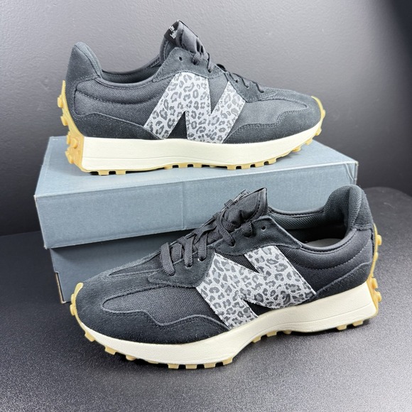 New Balance 327 Black Gum Leopard Cheetah Womens 11.5 Sneaker Animal Print Shoes - Picture 2 of 16
